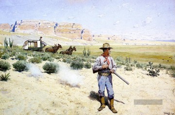 Indianer und Cowboy Werke - die Stagecoach West Indian Ureinwohner Amerikas Henry Farny Verteidigung